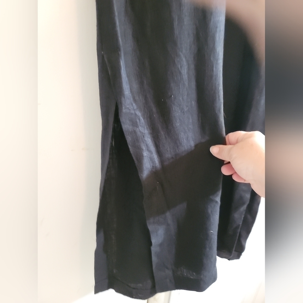 Boston Proper Long-Sleeve Linen Wide-Leg Utility Jumpsuit Small Black - Picture 10 of 13